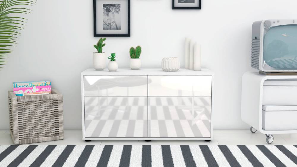 Stil Zeit Möbel Lowboard Alena, Weiß (92x49x35cm) Speichern exportieren