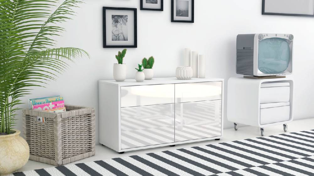 Stil Zeit Möbel Lowboard Alena, Weiß (92x49x35cm) Speichern exportieren