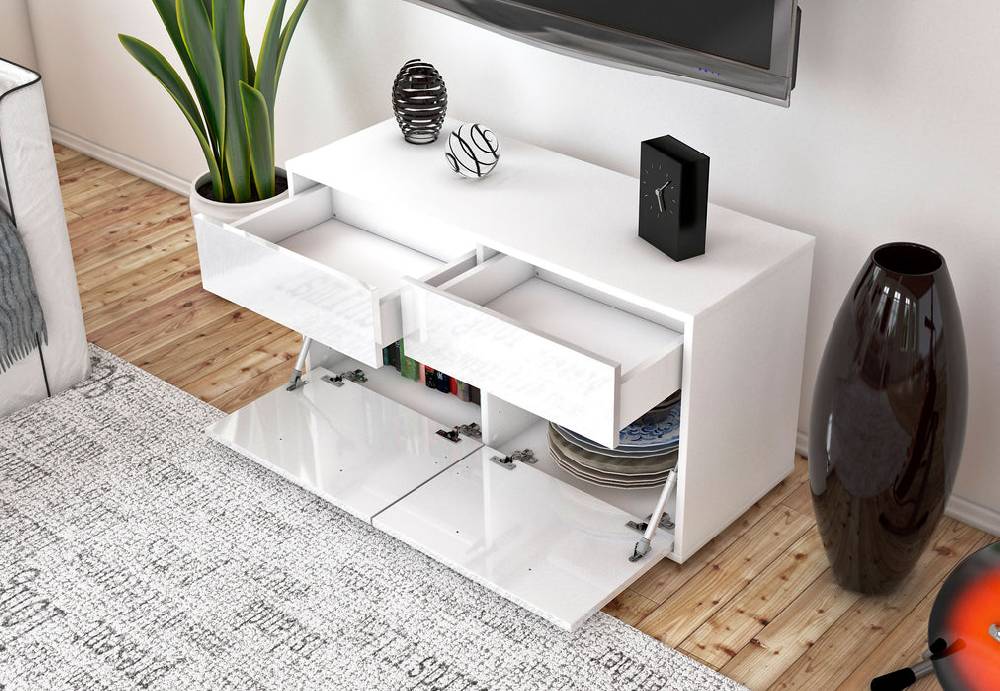 Stil Zeit Möbel Lowboard Alena, Weiß (92x49x35cm) Speichern exportieren