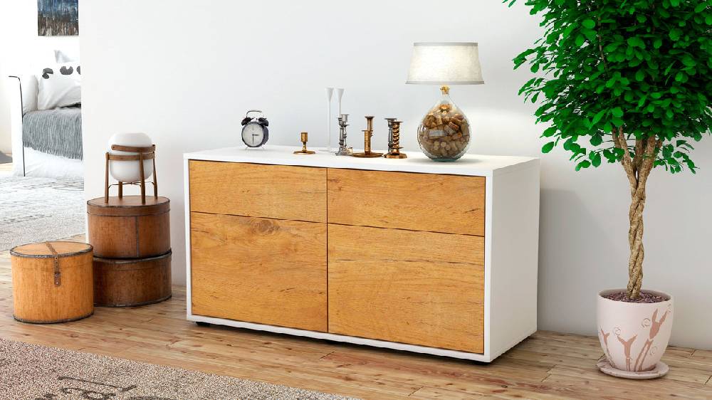 Stil Zeit Möbel Lowboard Alena, Eiche (92x49x35cm) Black Friday Preise