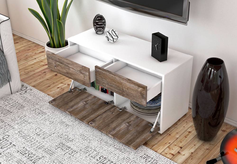 Stil Zeit Möbel Lowboard Alena, Eiche (92x49x35cm) Black Friday Preise