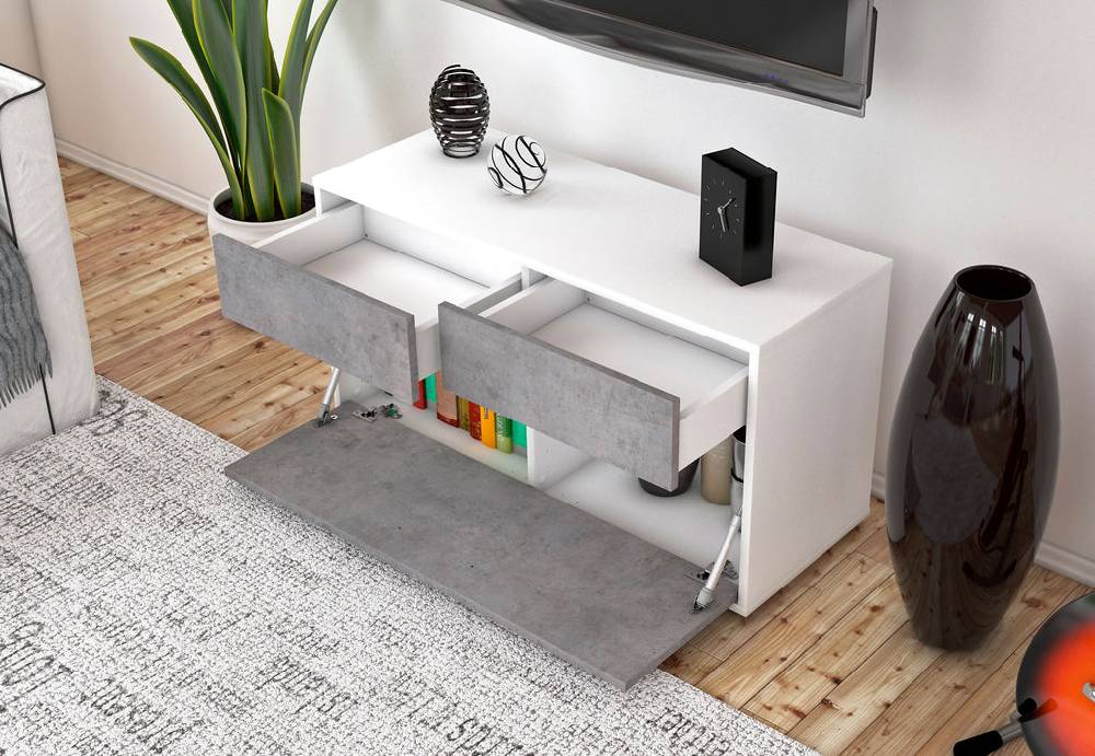 Stil Zeit Möbel Lowboard Agnese, Beton (92x49x35cm) 50% Rabatt für begrenzte Zeit