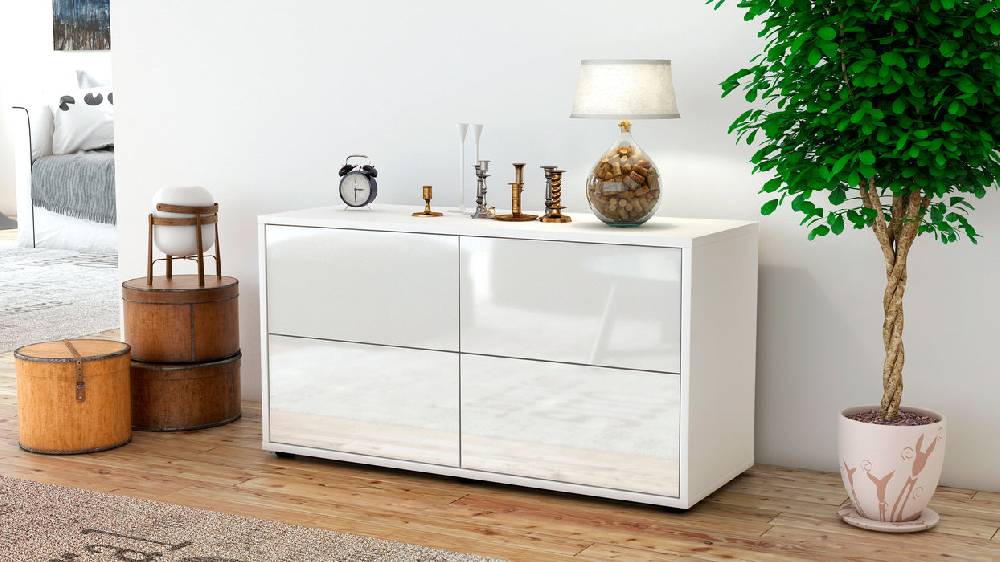 Stil Zeit Möbel Lowboard Aella, Weiß (92x49x35cm) 2025