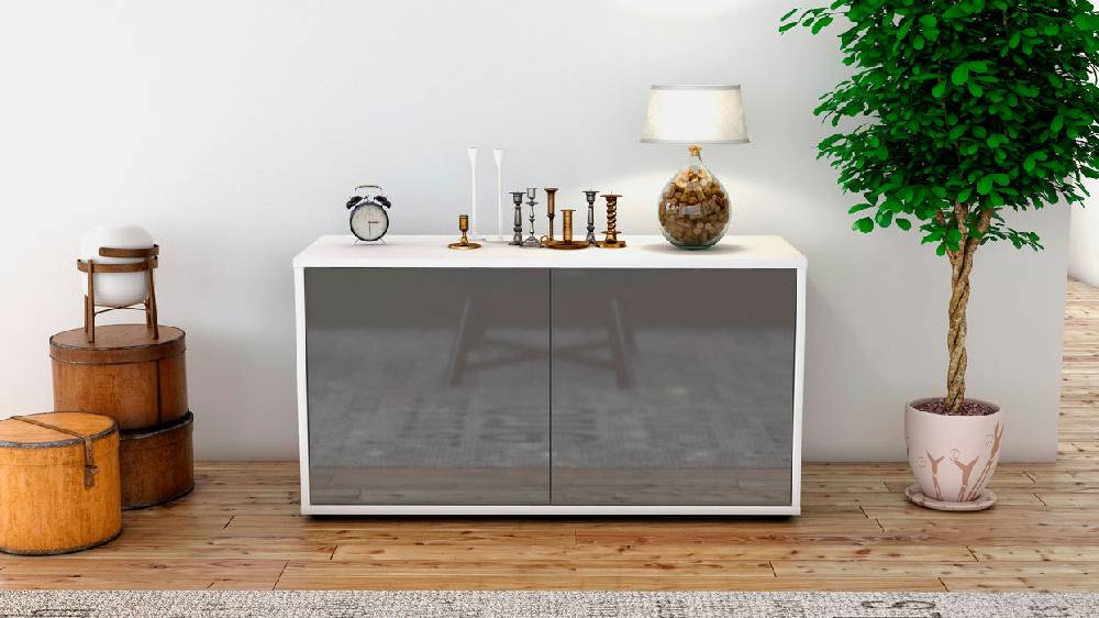 Stil Zeit Möbel Lowboard Ada, Grau (92x49x35cm) Auslauf