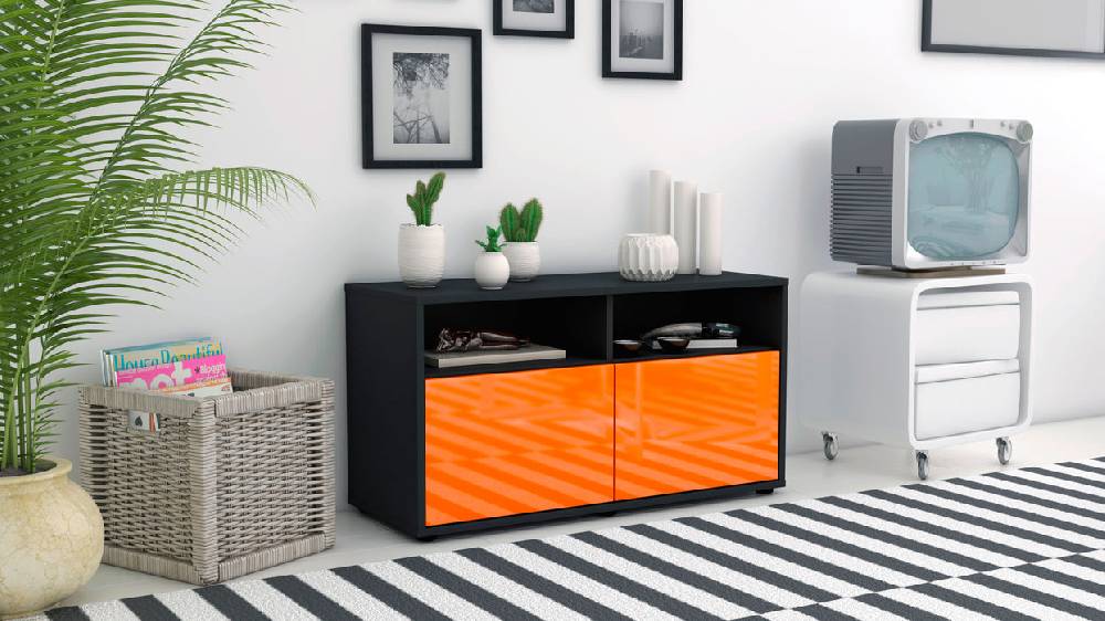 Stil Zeit Möbel Lowboard Alegra, Orange (92x49x35cm) im Angebot