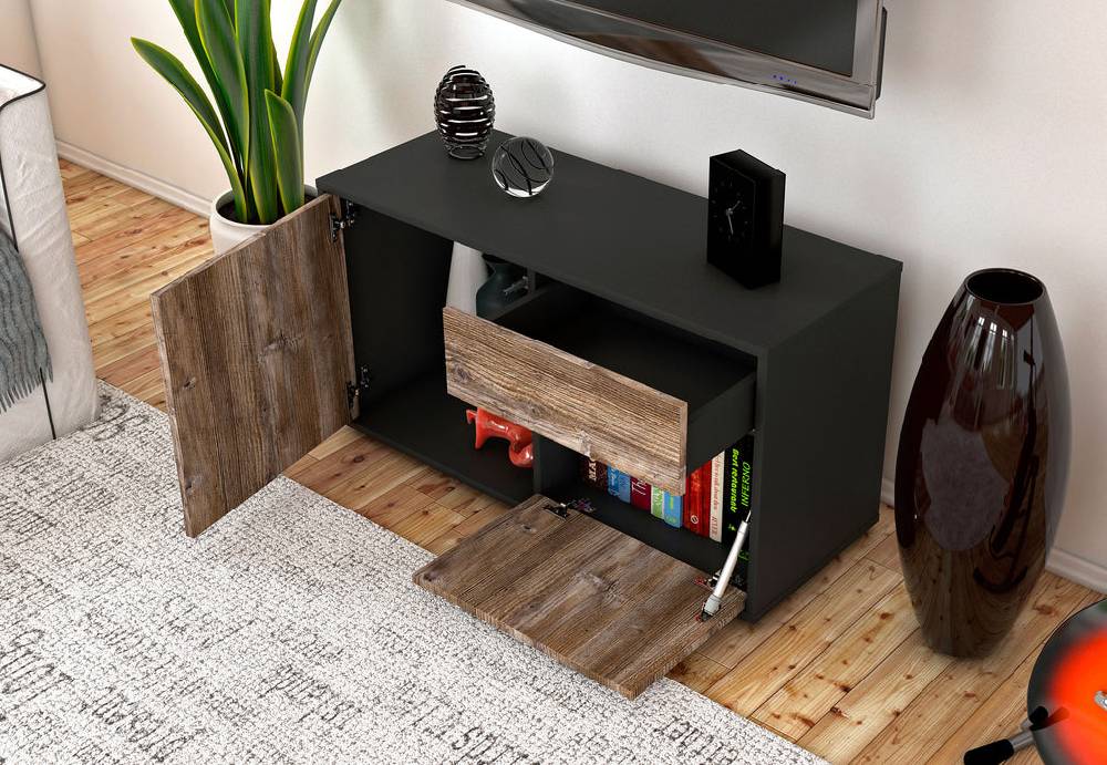 Stil Zeit Möbel Lowboard Aja, Eiche (92x49x35cm) Fabrikverkauf
