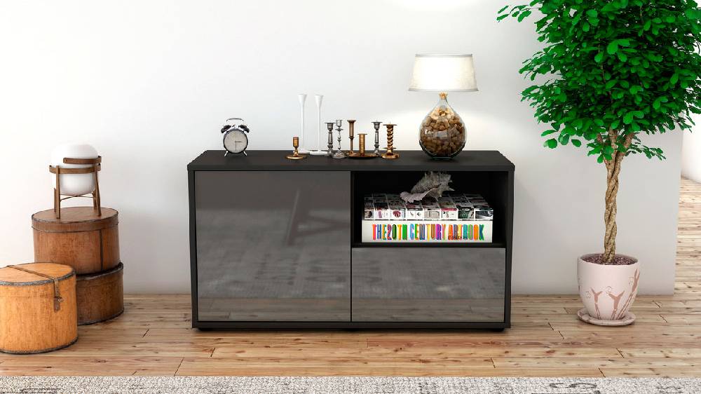 Stil Zeit Möbel Lowboard Adriana, Grau (92x49x35cm) Blitzverkäufe
