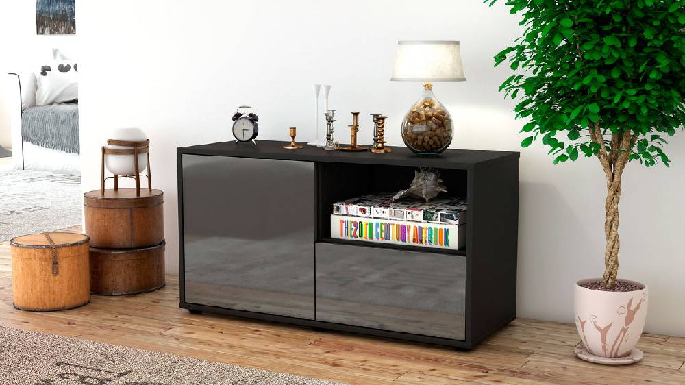 Stil Zeit Möbel Lowboard Adriana, Grau (92x49x35cm) Blitzverkäufe
