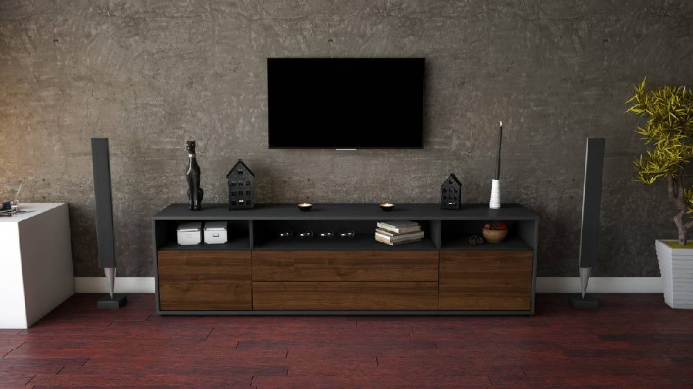Stil Zeit Möbel Lowboard Biancaneve, Walnuss (180x49x35cm) Versandkostenfrei