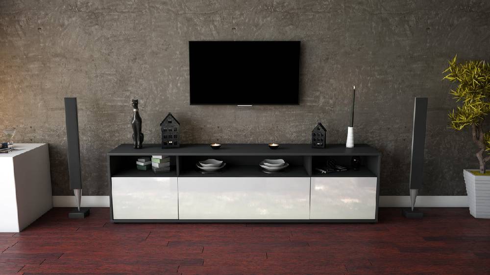 Stil Zeit Möbel Lowboard Bianca, Weiß (180x49x35cm) Großer Ausverkauf