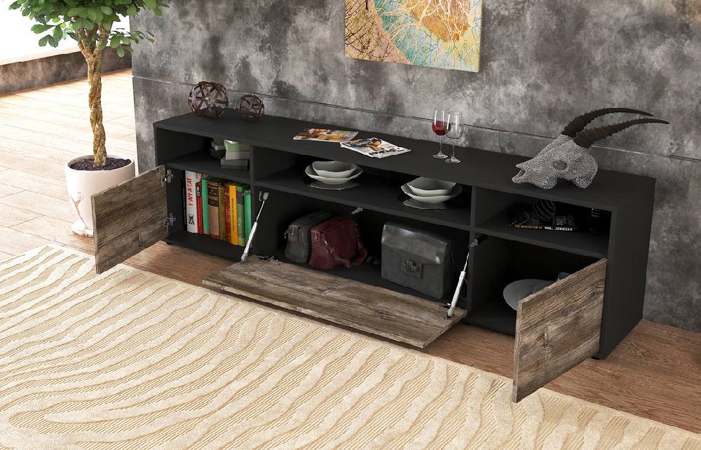 Stil Zeit Möbel Lowboard Bianca, Walnuss (180x49x35cm) Flash Sale