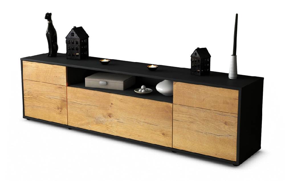 Stil Zeit Möbel Lowboard Bernadetta, Eiche (180x49x35cm)