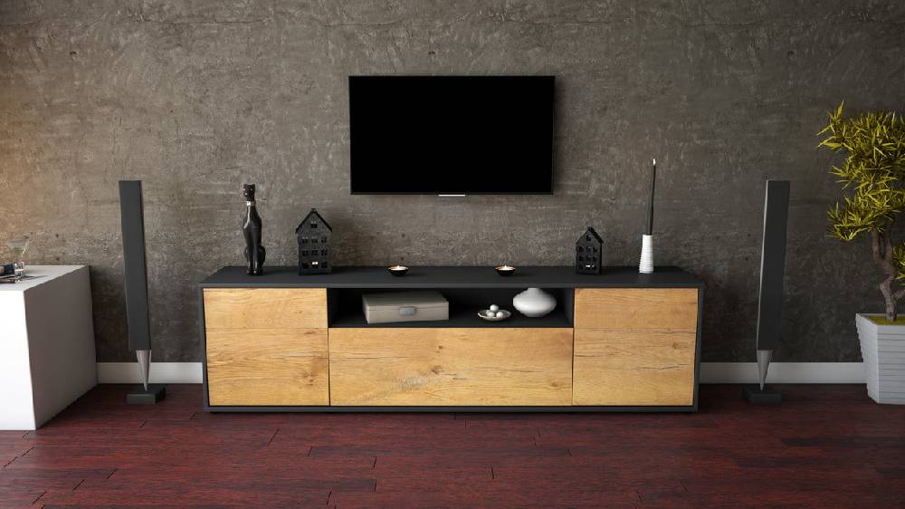 Stil Zeit Möbel Lowboard Bernadetta, Eiche (180x49x35cm) Exklusivangebot