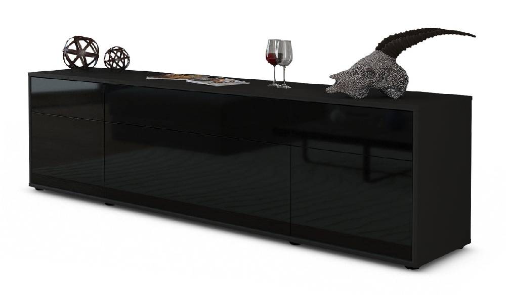 Stil Zeit Möbel Lowboard Beppa, Schwarz (180x49x35cm)