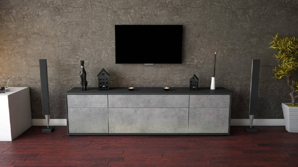 Stil Zeit Möbel Lowboard Beppa, Beton (180x49x35cm) Black Friday