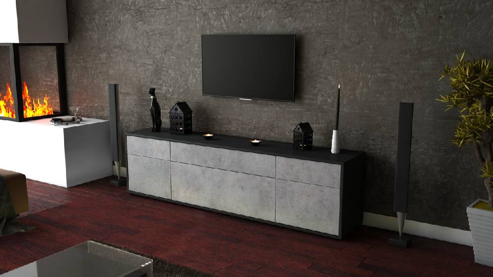 Stil Zeit Möbel Lowboard Beppa, Beton (180x49x35cm) Black Friday
