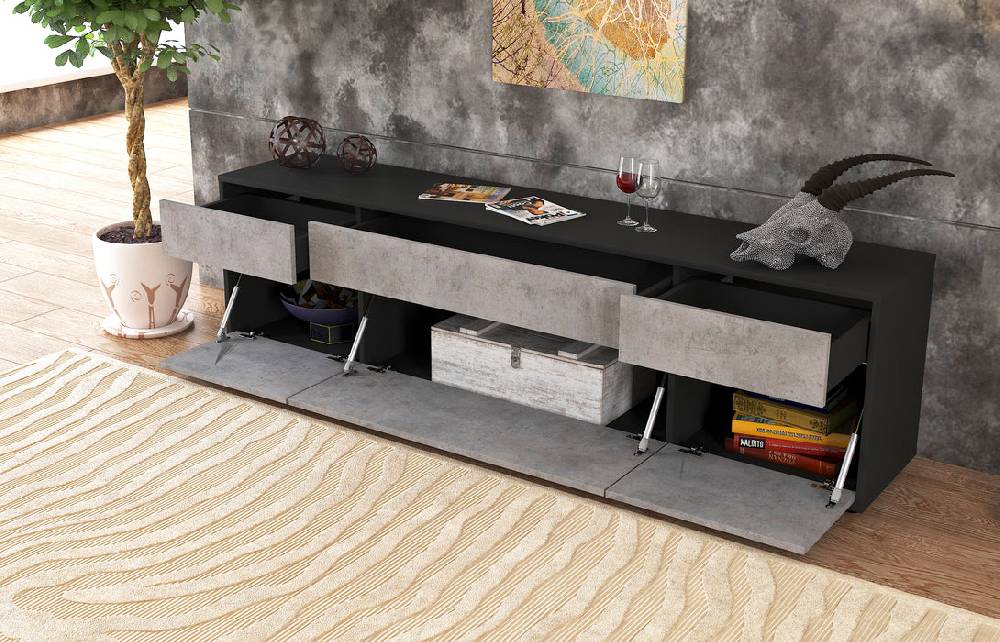 Stil Zeit Möbel Lowboard Beppa, Beton (180x49x35cm) Black Friday