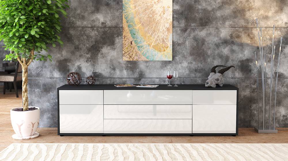 Stil Zeit Möbel Lowboard Benita, Weiß (180x49x35cm) Cyber Monday