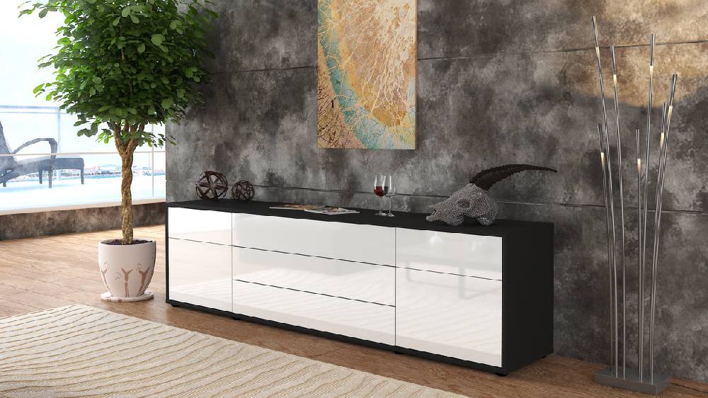 Stil Zeit Möbel Lowboard Benita, Weiß (180x49x35cm) Cyber Monday