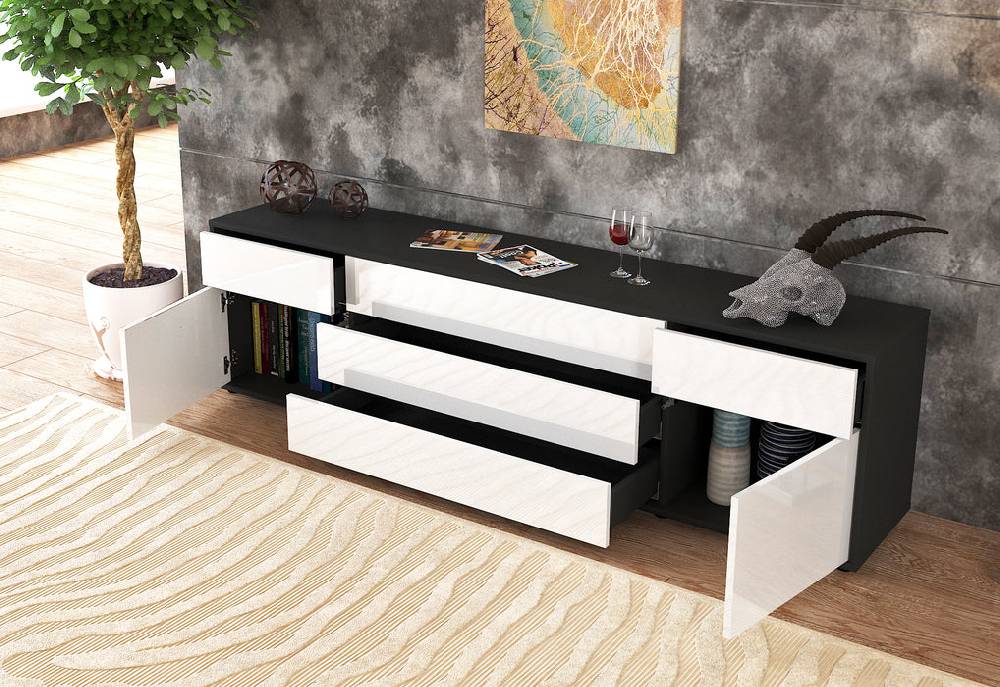 Stil Zeit Möbel Lowboard Benita, Weiß (180x49x35cm) Cyber Monday