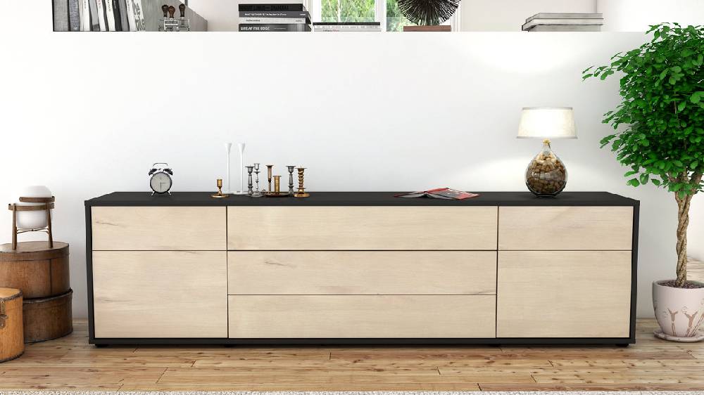 Stil Zeit Möbel Lowboard Benita, Zeder (180x49x35cm) Weihnachtsangebot