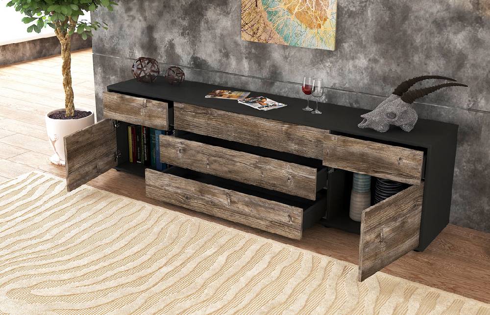 Stil Zeit Möbel Lowboard Benita, Zeder (180x49x35cm) Weihnachtsangebot
