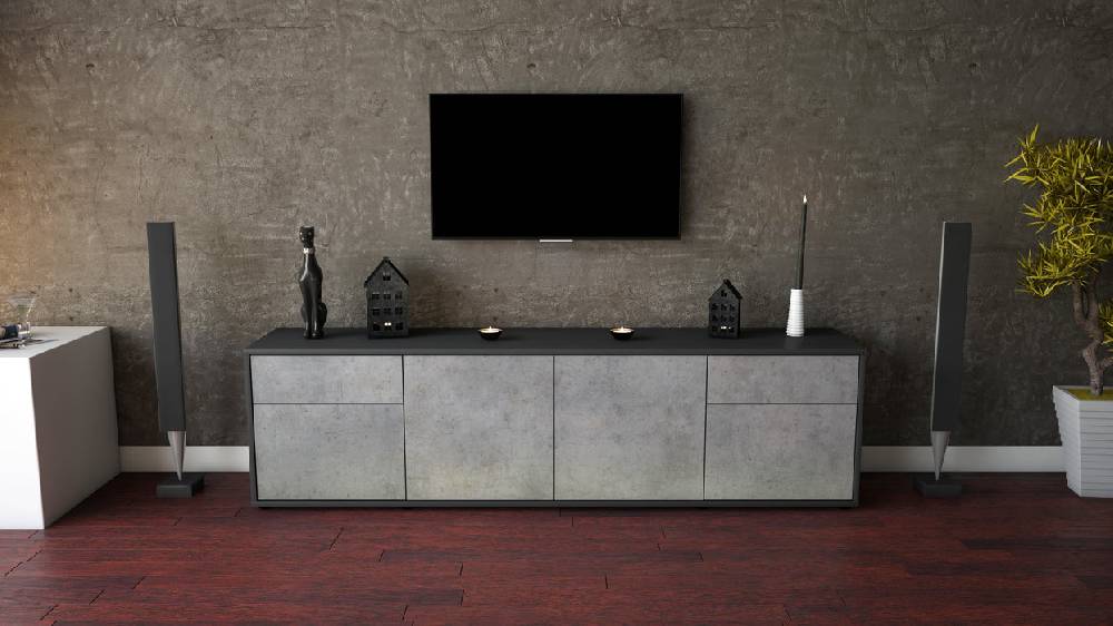 Stil Zeit Möbel Lowboard Benedetta, Beton (180x49x35cm) Osterangebot