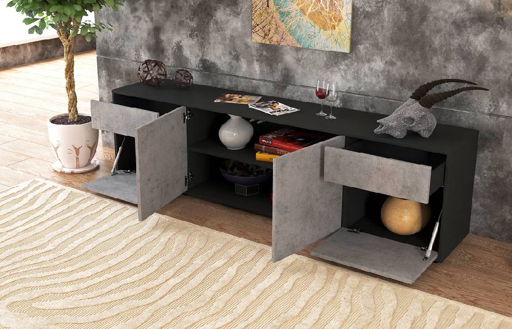 Stil Zeit Möbel Lowboard Benedetta, Beton (180x49x35cm) Osterangebot