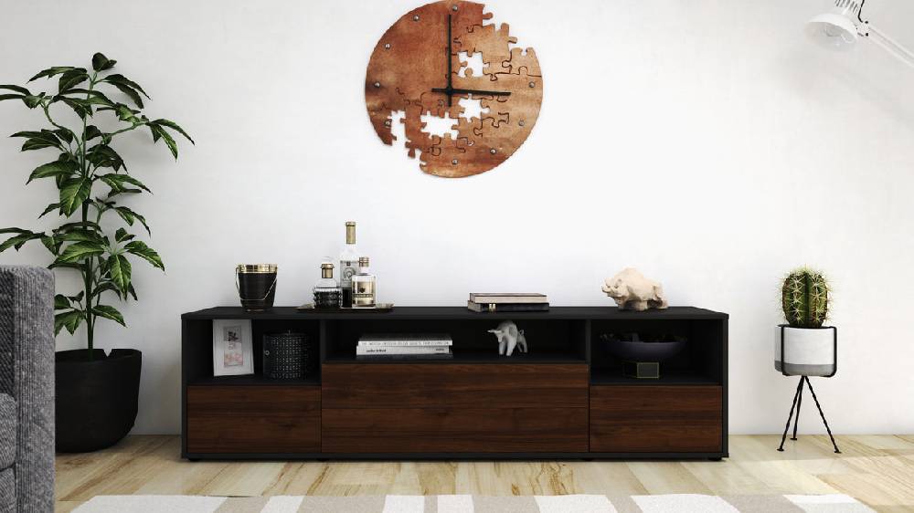 Stil Zeit Möbel Lowboard Azula, Walnuss (180x49x35cm) Valentinstagsangebot