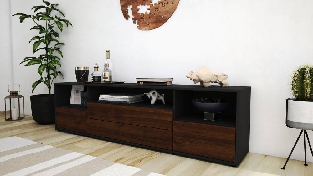 Stil Zeit Möbel Lowboard Azula, Walnuss (180x49x35cm) Valentinstagsangebot