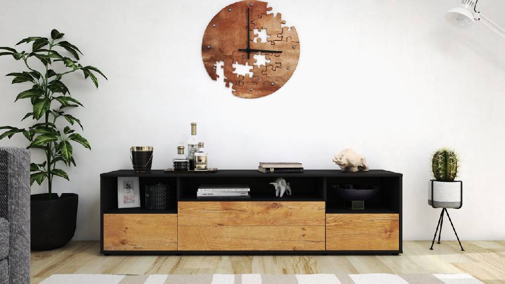 Stil Zeit Möbel Lowboard Azula, Eiche (180x49x35cm) Jubiläumsangebot