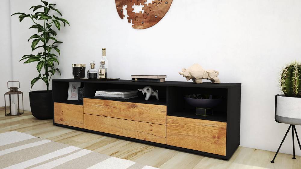 Stil Zeit Möbel Lowboard Azula, Eiche (180x49x35cm) Jubiläumsangebot