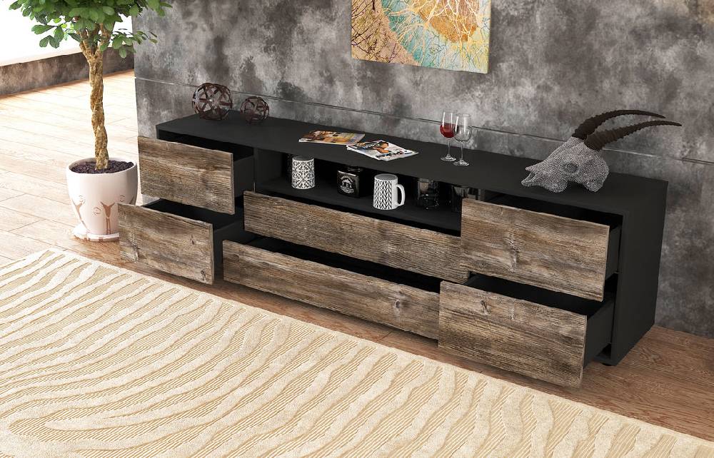 Stil Zeit Möbel Lowboard Aurora, Walnuss (180x49x35cm) Lagerräumung