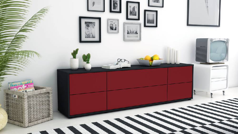 Stil Zeit Möbel Lowboard Assunta, Bordeaux (180x49x35cm) Zeitlich begrenztes Angebot