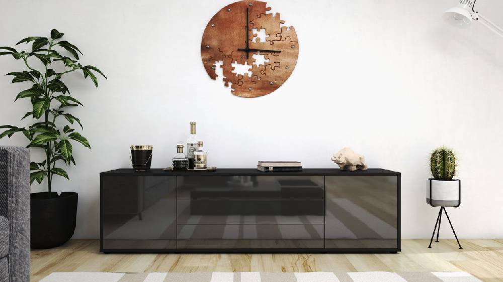 Stil Zeit Möbel Lowboard Ariella, Grau (180x49x35cm) Neuheiten