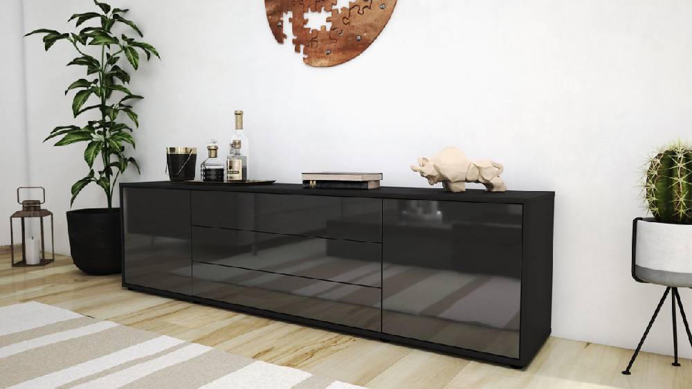 Stil Zeit Möbel Lowboard Ariella, Grau (180x49x35cm) Neuheiten