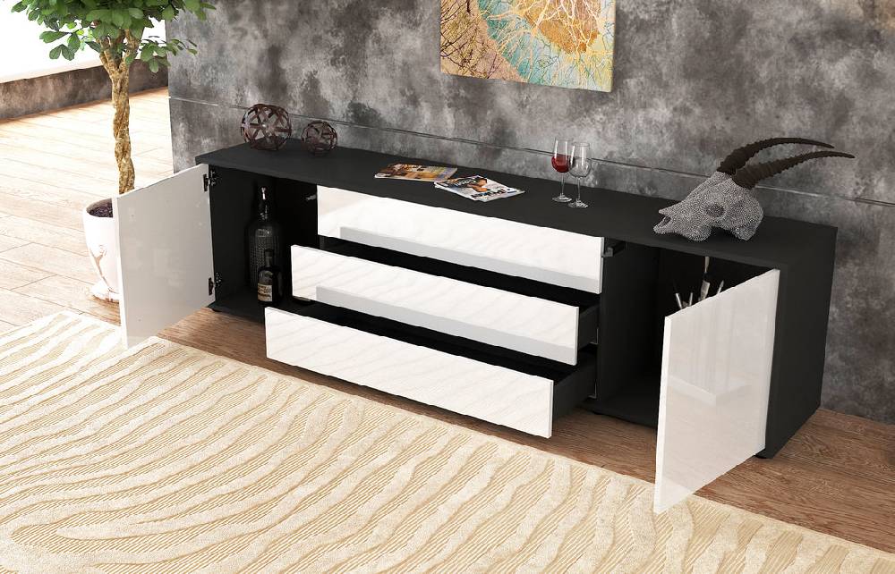 Stil Zeit Möbel Lowboard Ariella, Grau (180x49x35cm) Neuheiten