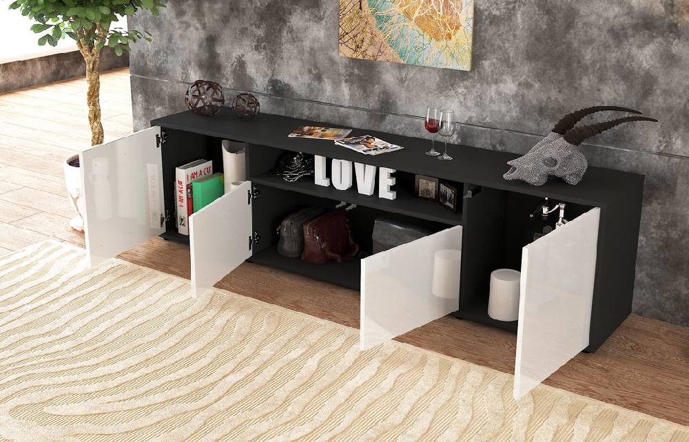 Stil Zeit Möbel Lowboard Arianna, Weiß (180x49x35cm) Bestseller