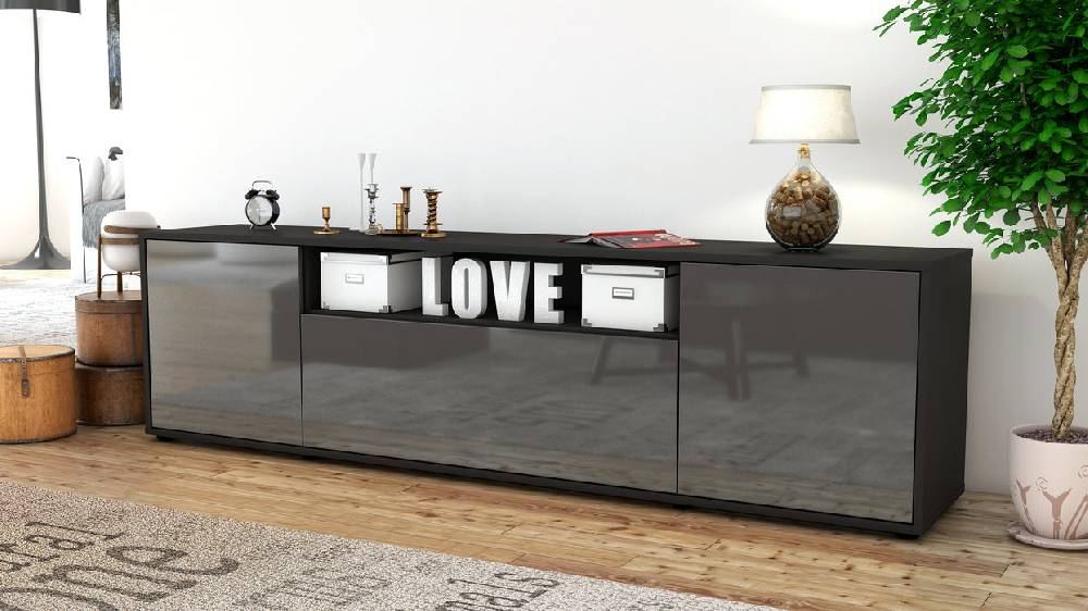 Stil Zeit Möbel Lowboard Ariana, Grau (180x49x35cm) Saisonale Angebote