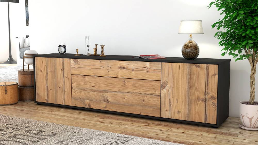 Stil Zeit Möbel Lowboard Aria, Pinie (180x49x35cm) Kauf eins, bekomm eins gratis