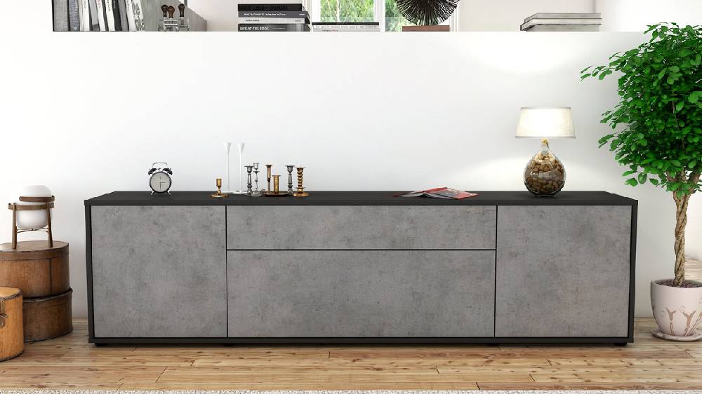 Stil Zeit Möbel Lowboard Aria, Beton (180x49x35cm) Tägliche Deals