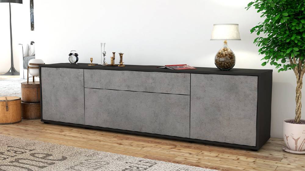 Stil Zeit Möbel Lowboard Aria, Beton (180x49x35cm) Tägliche Deals