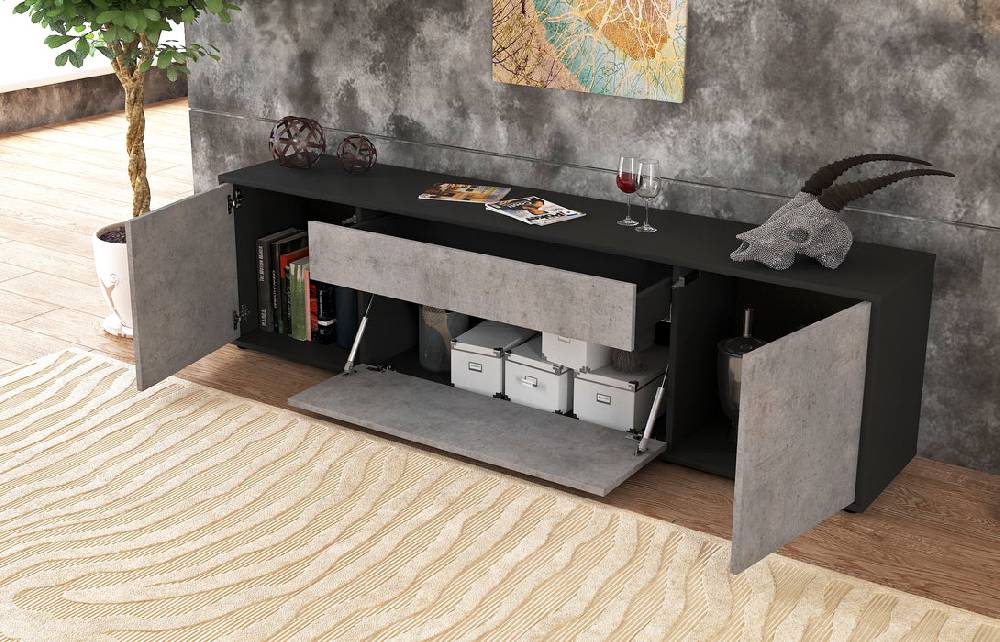 Stil Zeit Möbel Lowboard Aria, Beton (180x49x35cm) Tägliche Deals