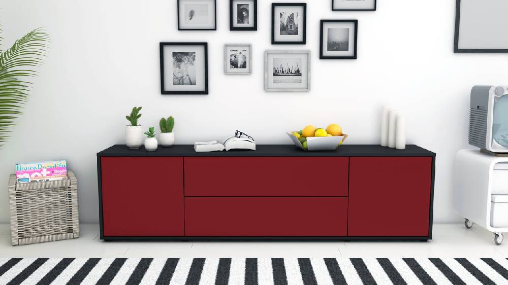 Stil Zeit Möbel Lowboard Aquilina, Bordeaux (180x49x35cm) Sonderangebote
