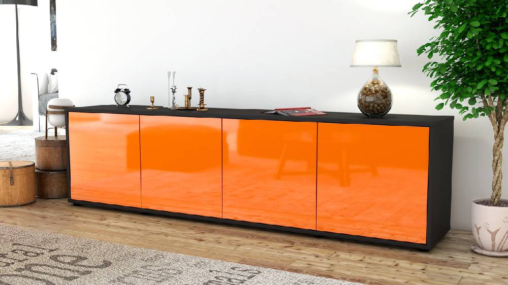 Stil Zeit Möbel Lowboard Antonia, Orange (180x49x35cm) Tiefpreis