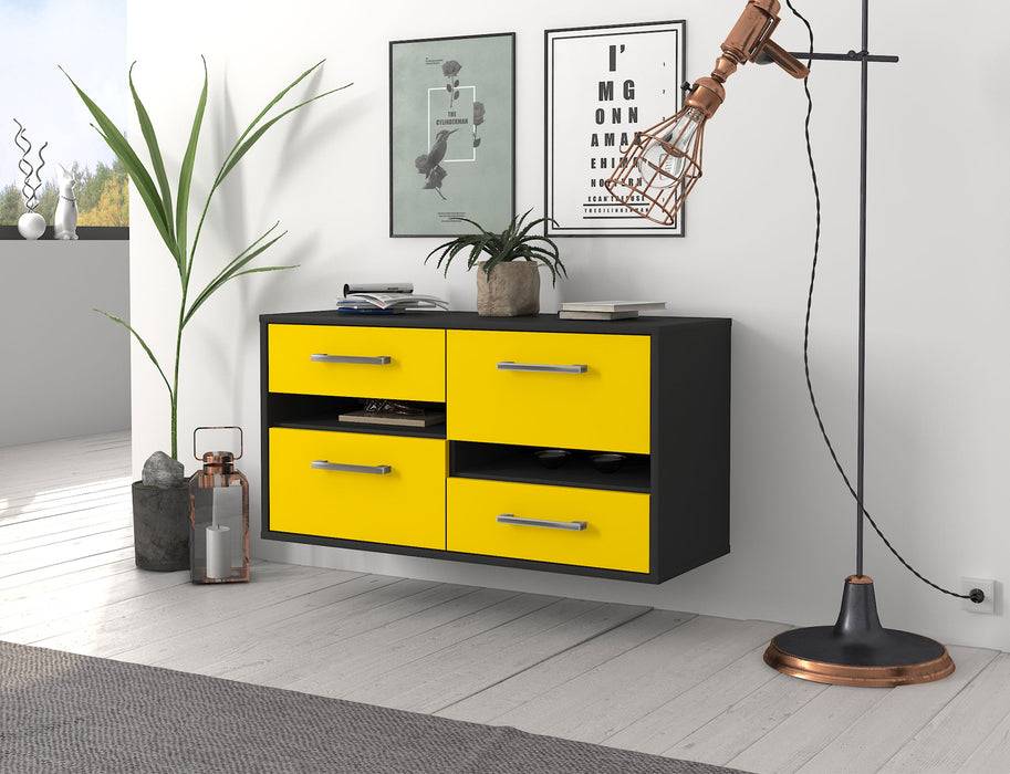 Stil Zeit Möbel Lowboard Boston, Gelb, hängend mit Griffen (92x49x35cm) JETZT KAUFEN