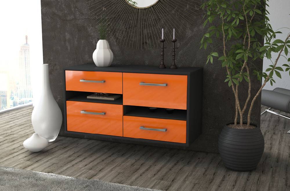 Stil Zeit Möbel Lowboard Boston, Orange, hängend mit Griffen (92x49x35cm) Bis zu 60% Rabatt