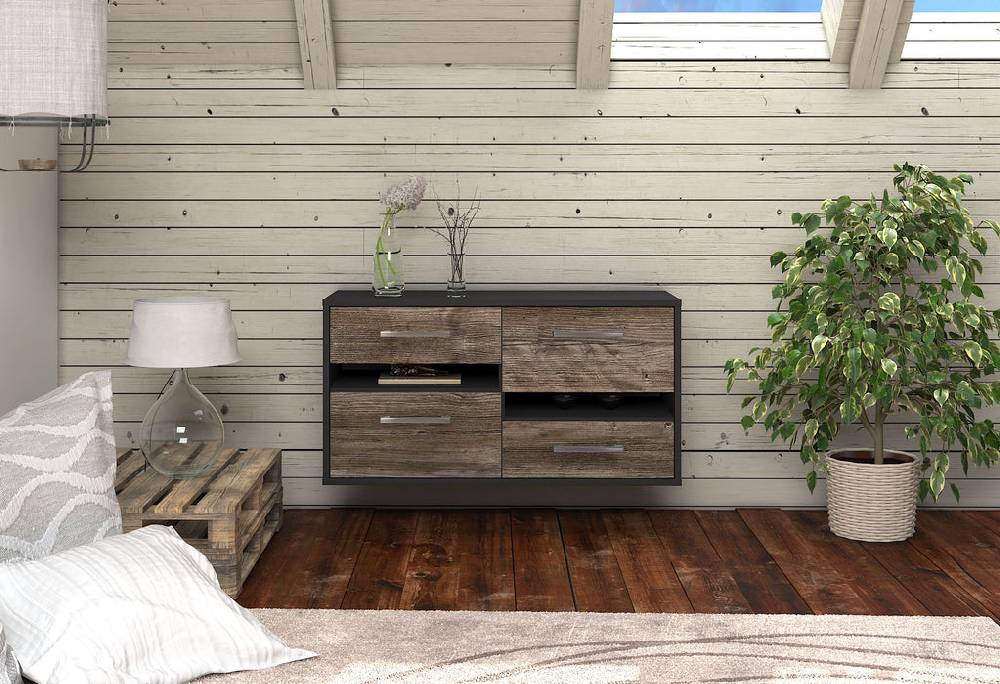Stil Zeit Möbel Lowboard Boston, Treibholz, hängend mit Griffen (92x49x35cm) Bis zu 65% Rabatt