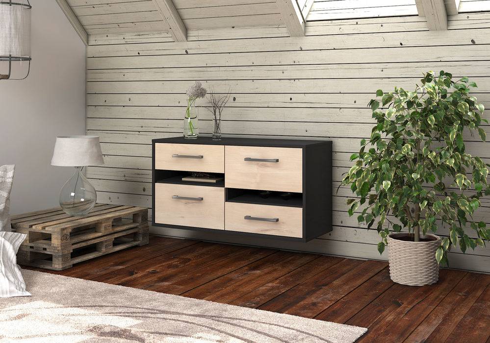 Stil Zeit Möbel Lowboard Boston, Zeder, hängend mit Griffen (92x49x35cm) Nur für heute