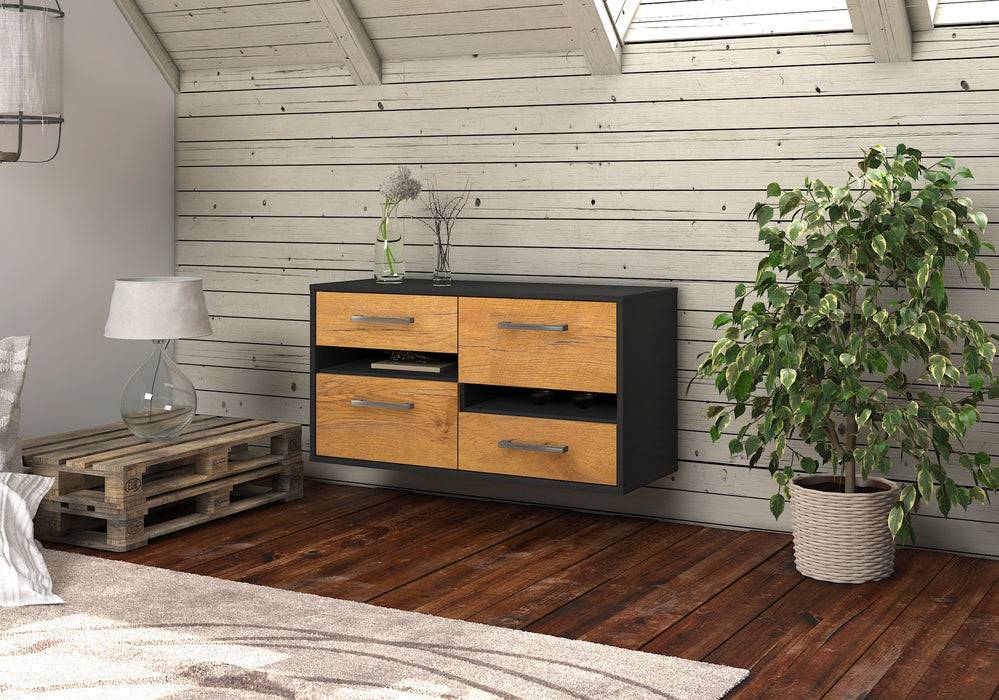 Stil Zeit Möbel Lowboard Boston, Eiche, hängend mit Griffen (92x49x35cm) Bis zu 55% Rabatt